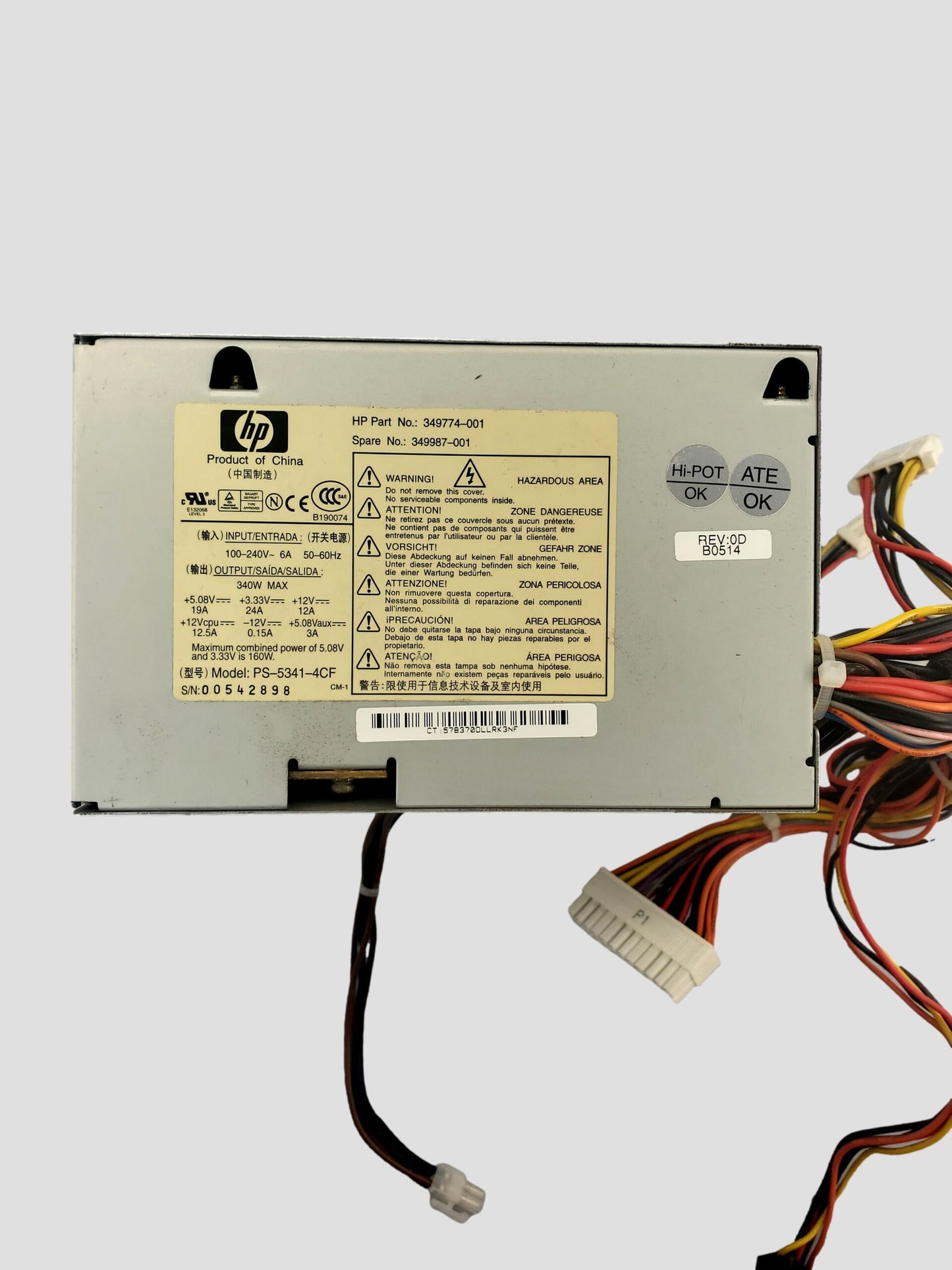 HP Compaq DC7100 Desktop Power Supply PS-5341-4CF 349774-001 340W