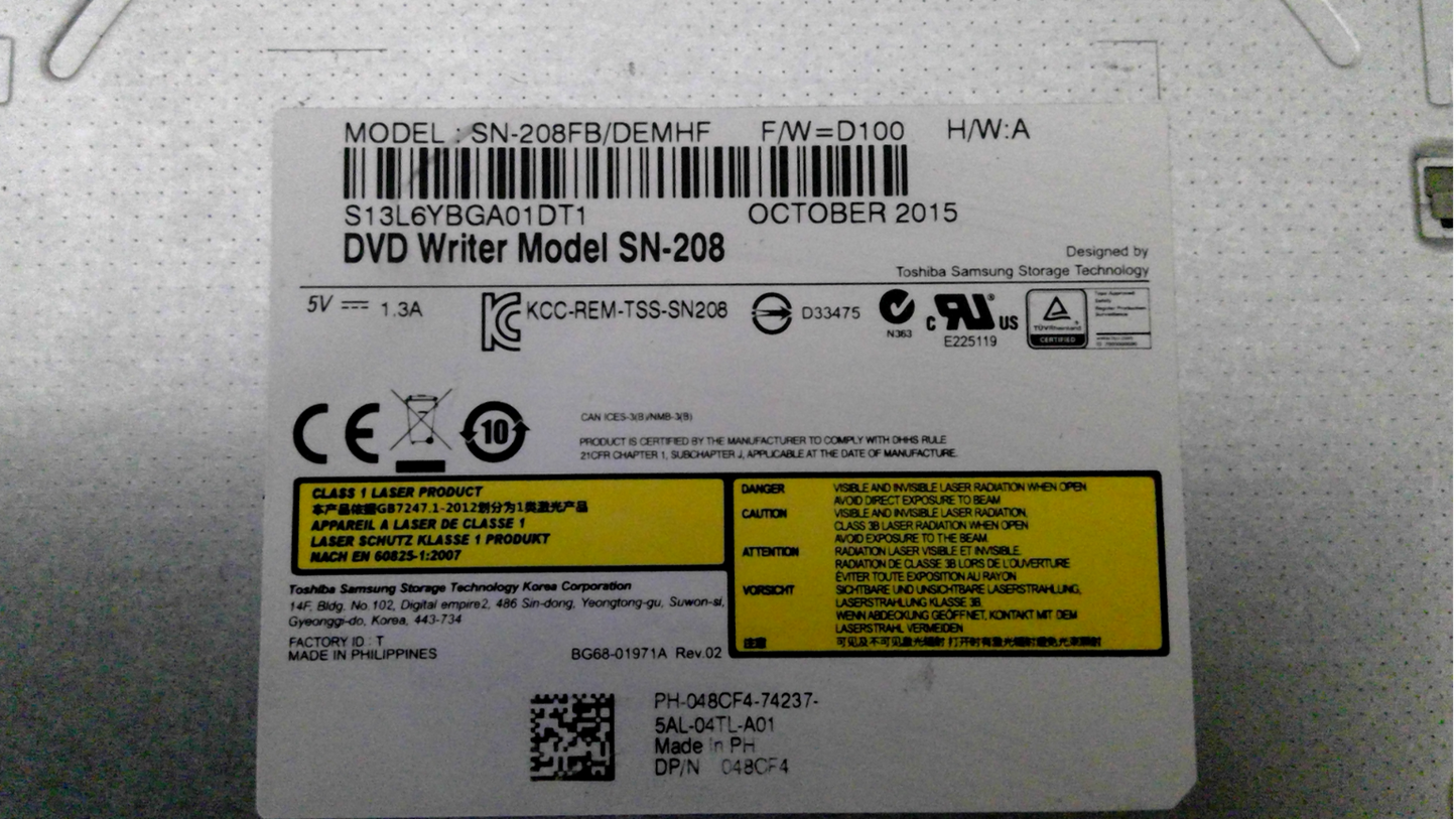 Toshiba Samsung DVD Writer Multi Recorder Model: SN-208FB/DEMHF