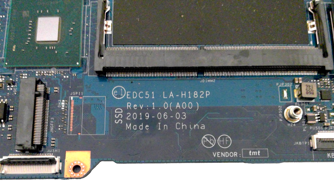 DELL 3541 EDC51 LA-H182P CN-0DTNGJ Mainboard W SRFCN I7-9850H CPU N19M-Q3-A1