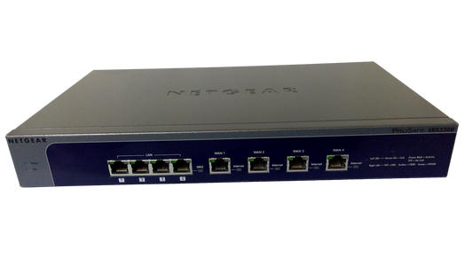 Netgear Prosafe SRX5308 230V Quad Port 10/100/1000Base-T Gigabit Ethernet SSL VPN Firewall Router