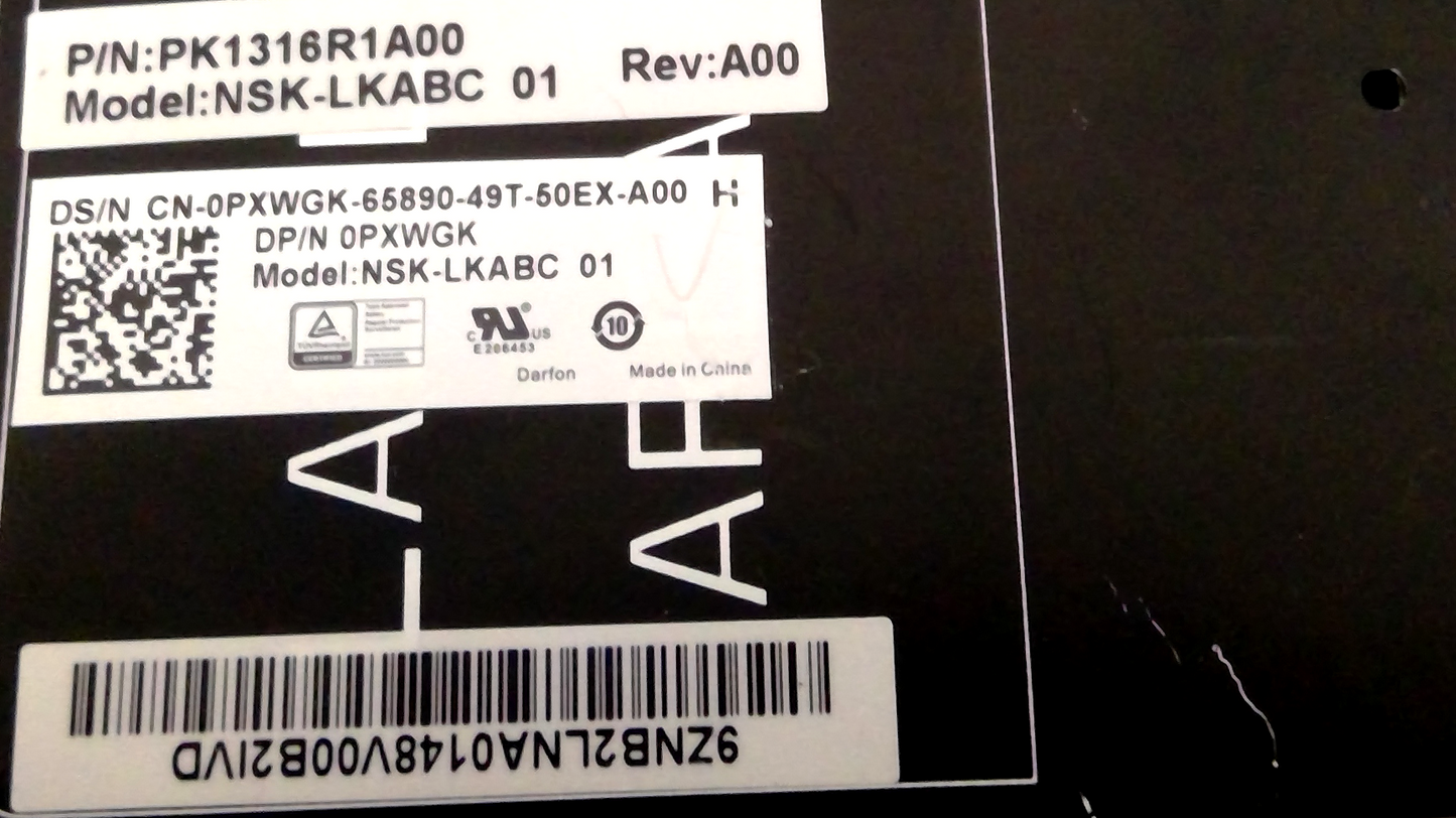 Dell NSK-LKABC 01 US Black Backlit Keyboard PXWGK 0PXWGK CN-0PXWGK PK1316R1A00