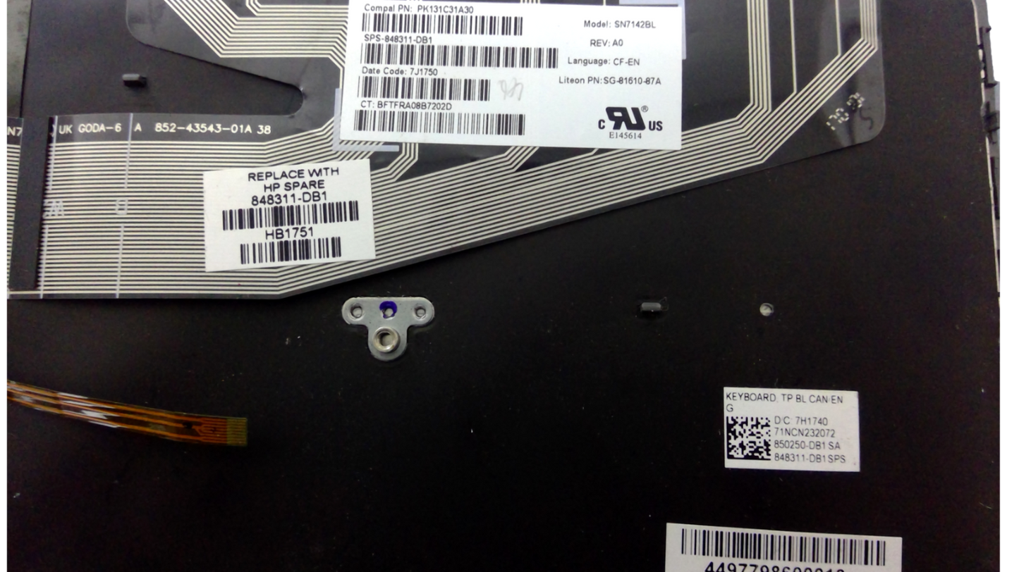 HP Keyboard PN: 848311-001 PK131C31A00 SG-81610-XUA SN7142BL Light Backlight Black