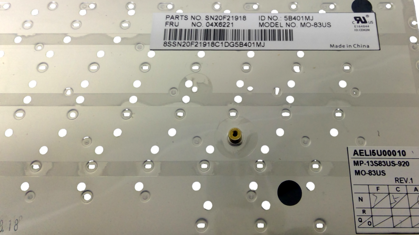 OEM Lenovo Keyboard SN20F21918 04X6221 MO-83US for Thinkpad