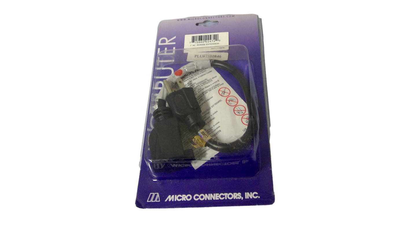 NEW MICRO CONNECTORS, INC 1' AC POWER EXTENSION
