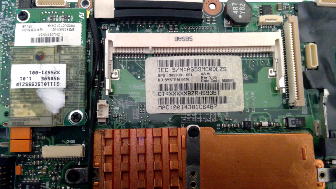Hp 382909-001 System Board for Nc6220 Business Notebook