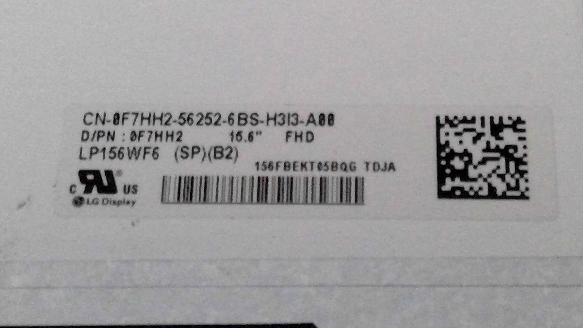 Dell 15.6" LCD Widescreen /Matte - G49P6-LP156WF6(SP)(P2) 0F7HH2 works/has scuff marks