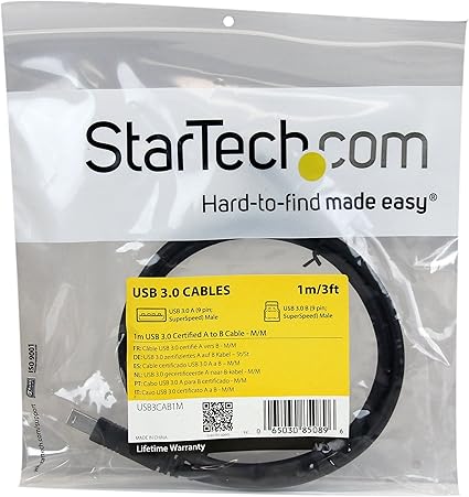 NEW StarTech.com 1m Certified SuperSpeed USB 3.0 A to B Cable - M/M