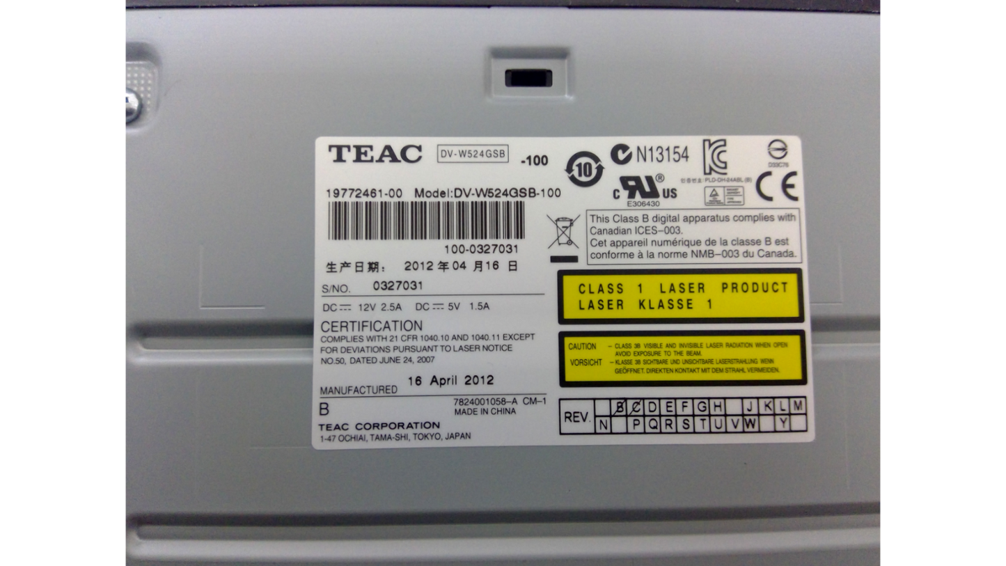 TEAC DVD-RW Drive Model DV-W524GSB-100