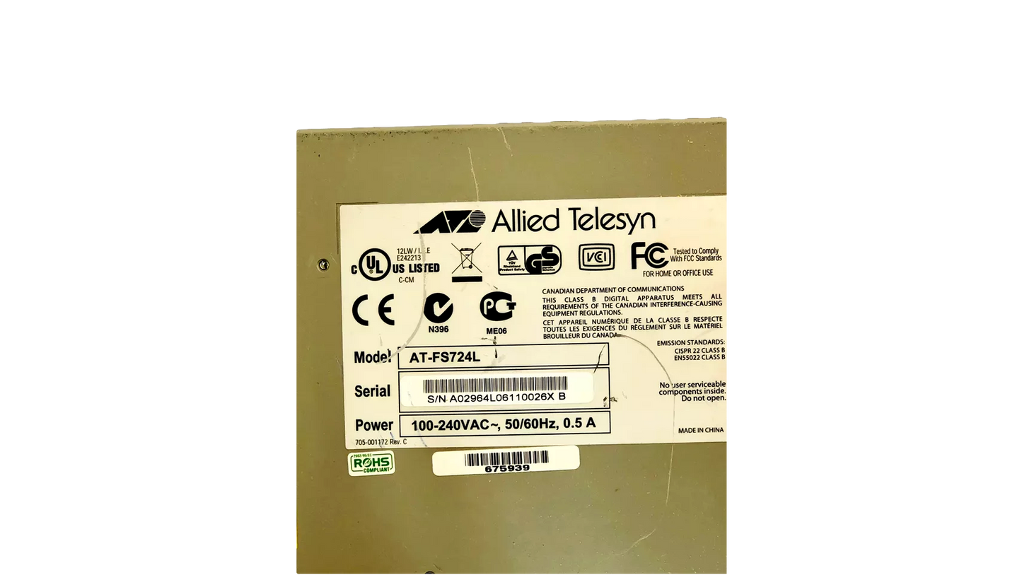 Allied Telesyn AT-FS724L Ethernet Switch 24 Port Unmanaged