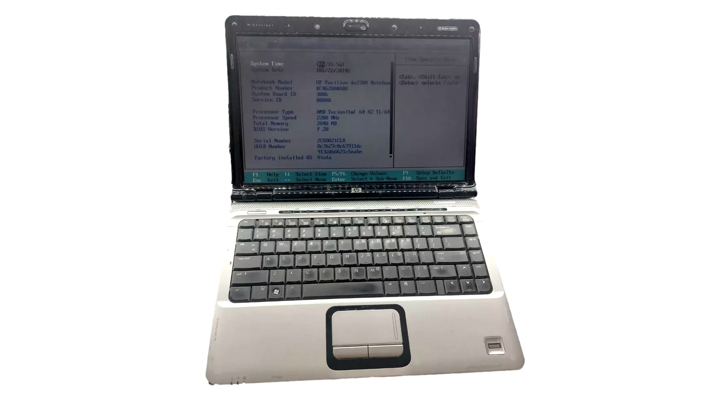 HP Pavilion DV2000 14" Laptop AMD Turion 64 X2 2GB No Hard Drive As is