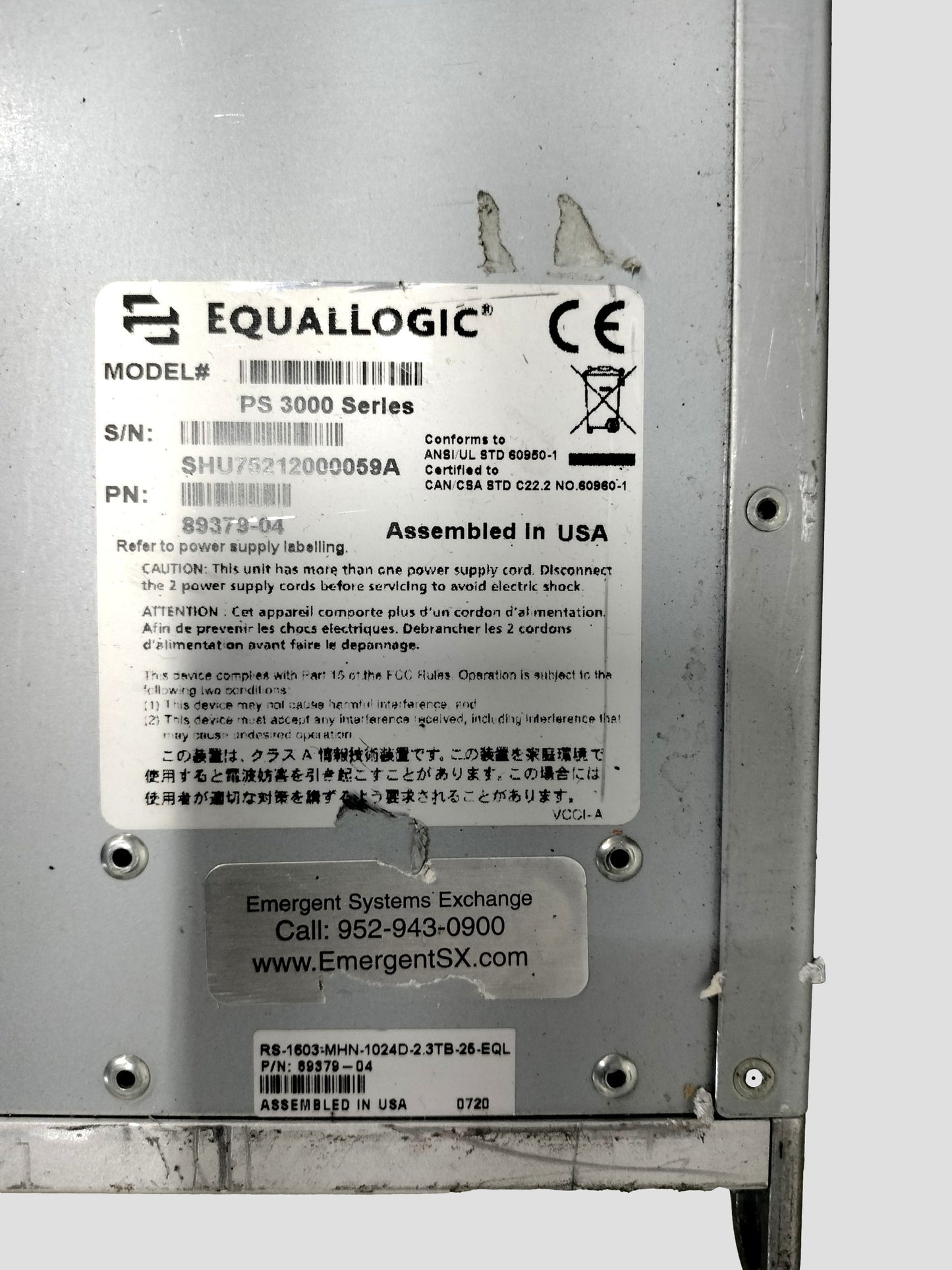 Dell Equallogic PS 3000 Storage Array San Array 2 Controllers 10x 320GB HD
