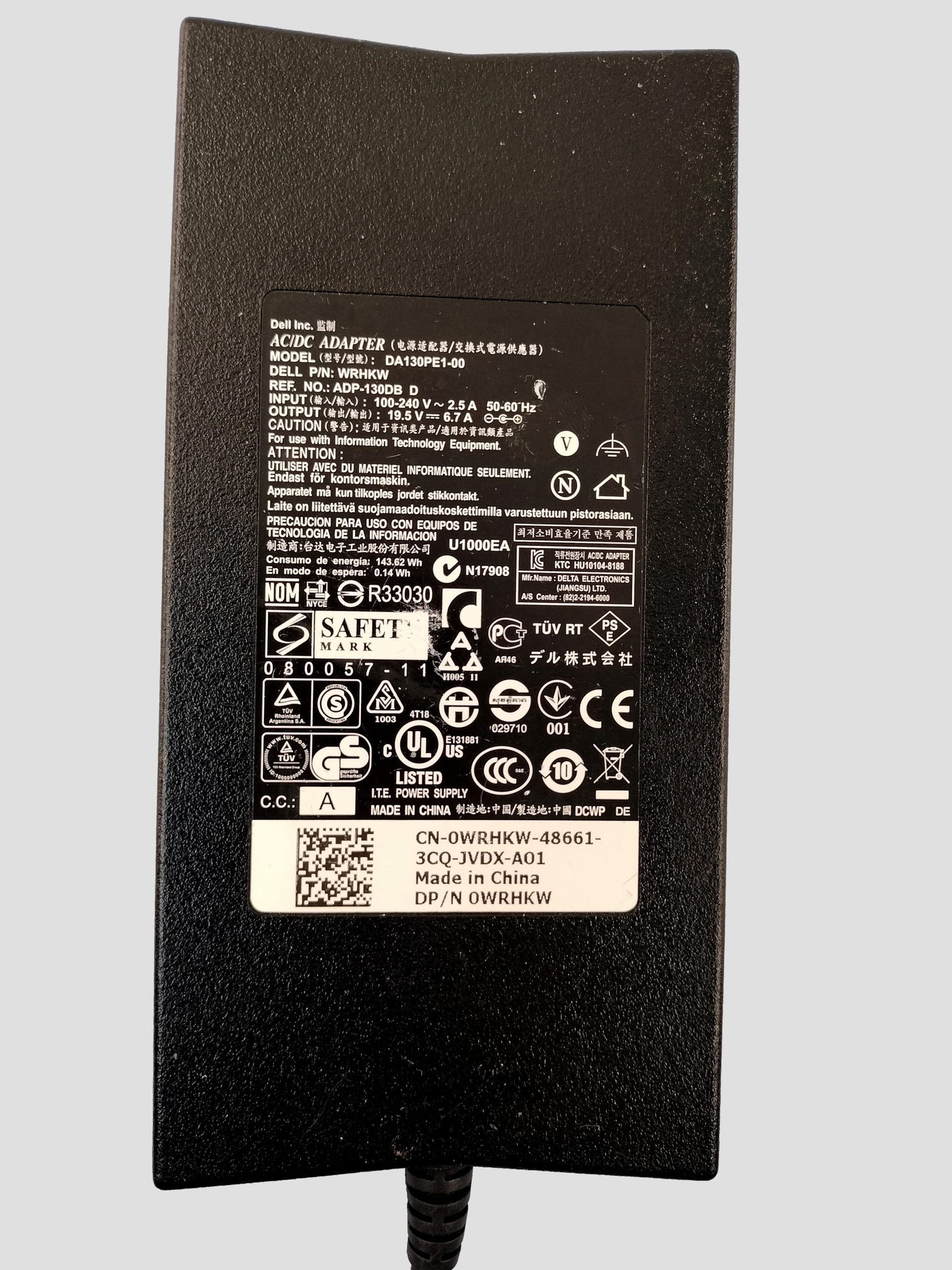 New Dell 130W DA130PE1-00 LA130PM121 19.5V 6.7A Laptop Charger Power AC Adapter