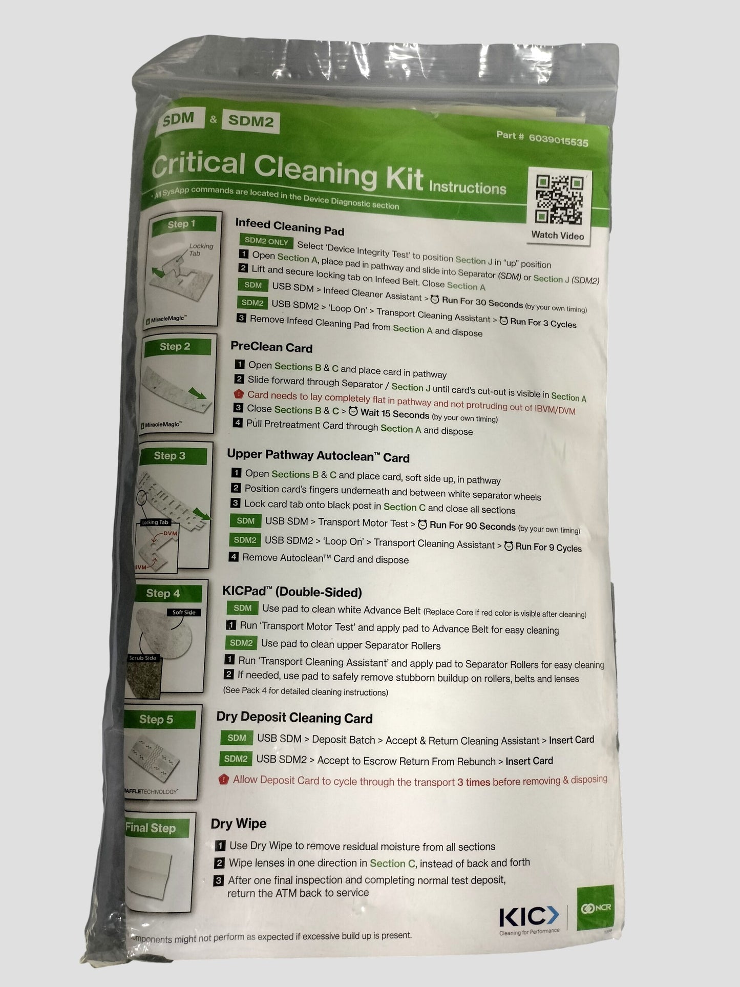 NEW NCR SDM & SDM2 Critical Cleaning Kit 6039015535