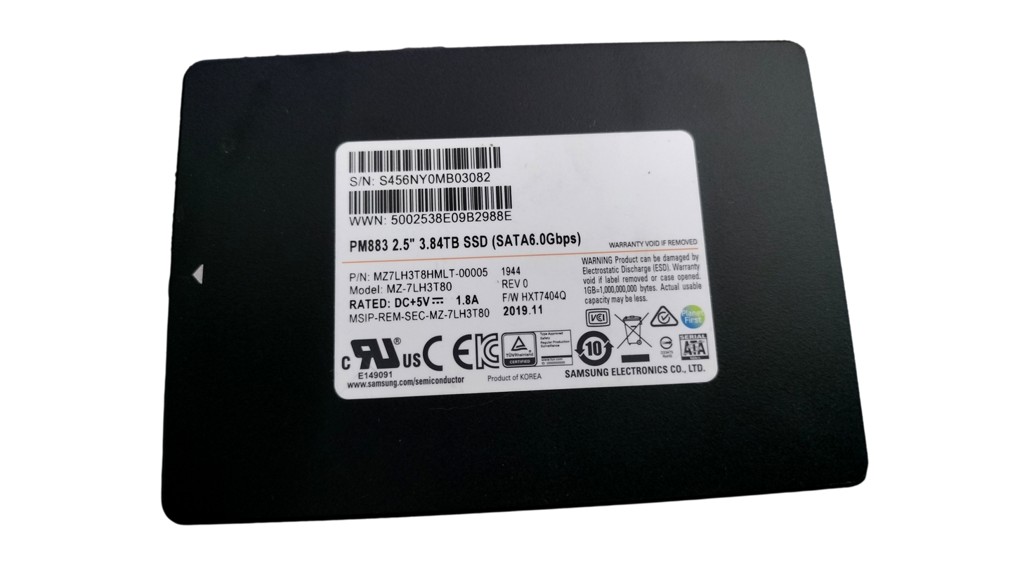 Samsung 3.84TB SSD Hard Drive 2.5" Sata Samsung PM883 MZ-7LH3T80