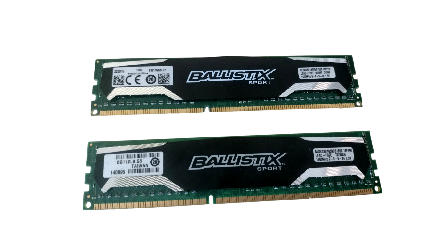 Crucial Ballistix Sport 8GB (2x4GB)PC3-12800 DDR3 1600MHz CL9 Desktop Memory