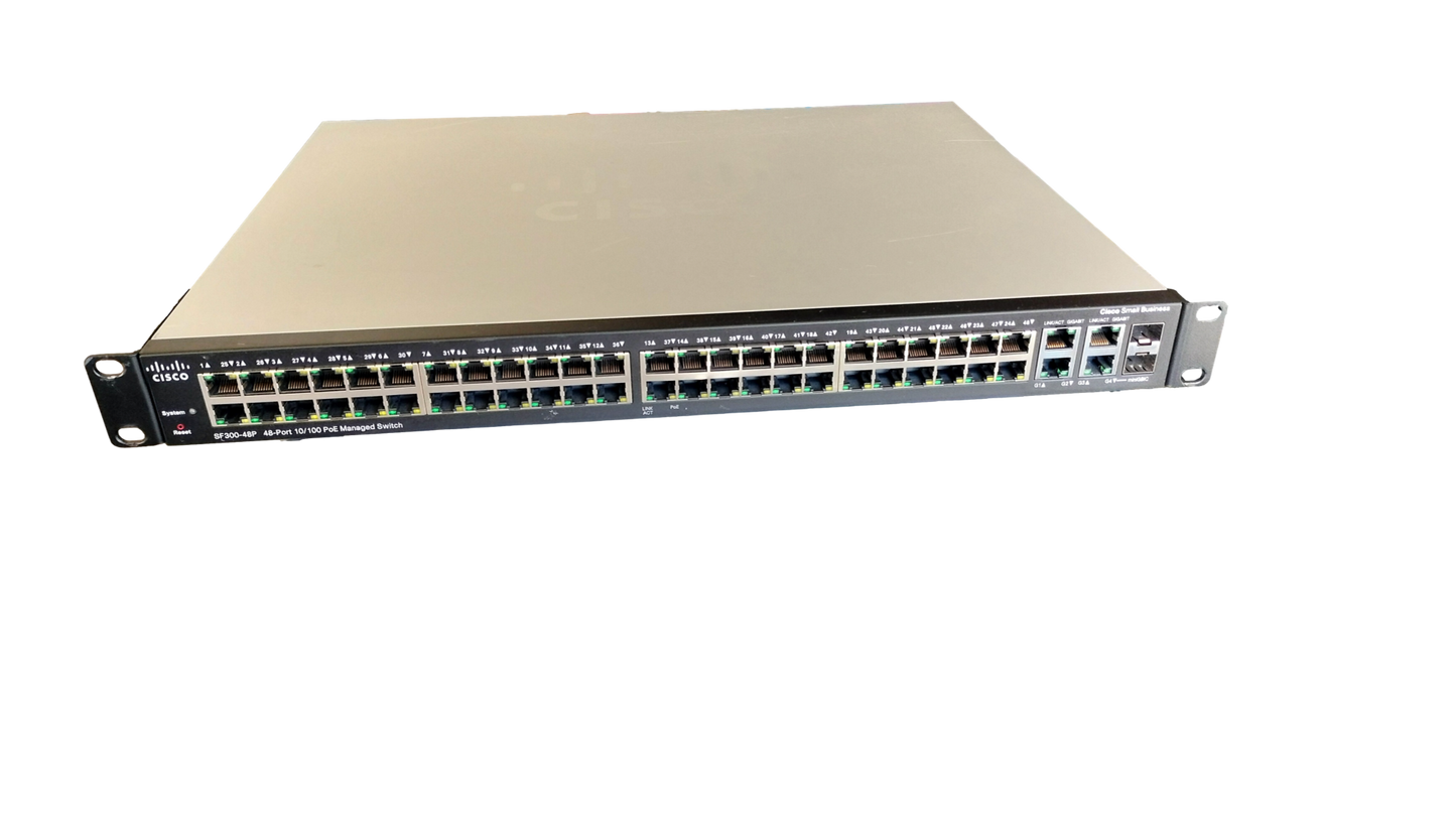 Cisco SF300-48P SRW248G4P-K9 V02 48-Port 10/100 PoE Managed Switch w/Rack Ears