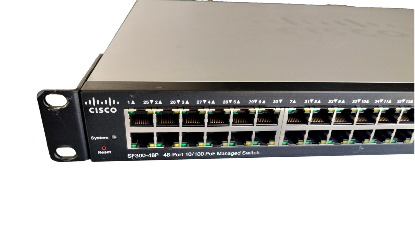 Cisco SF300-48P SRW248G4P-K9 V02 48-Port 10/100 PoE Managed Switch w/Rack Ears