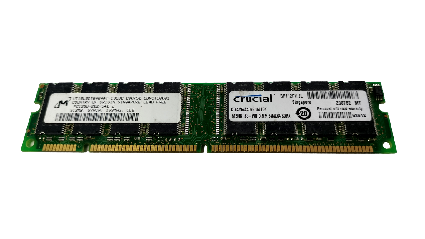 Micron MT16LSDT6464AY-13ED2 512mb PC133U-222-542-Z Desktop SDRAM Memory