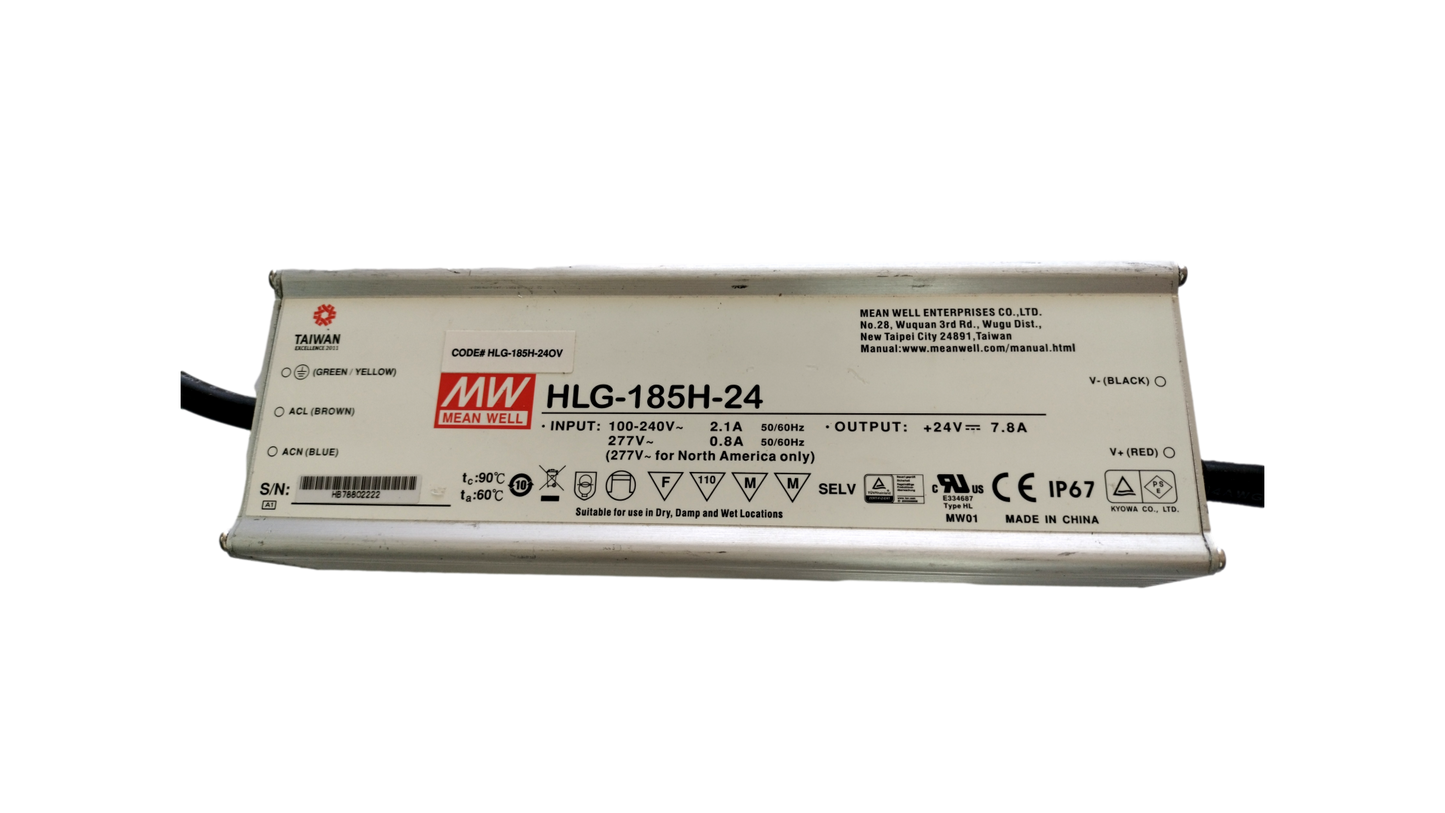 Mean Well HLG-185H-24A 185 Watt 24V Const. Voltage + Const. Current LED Driver