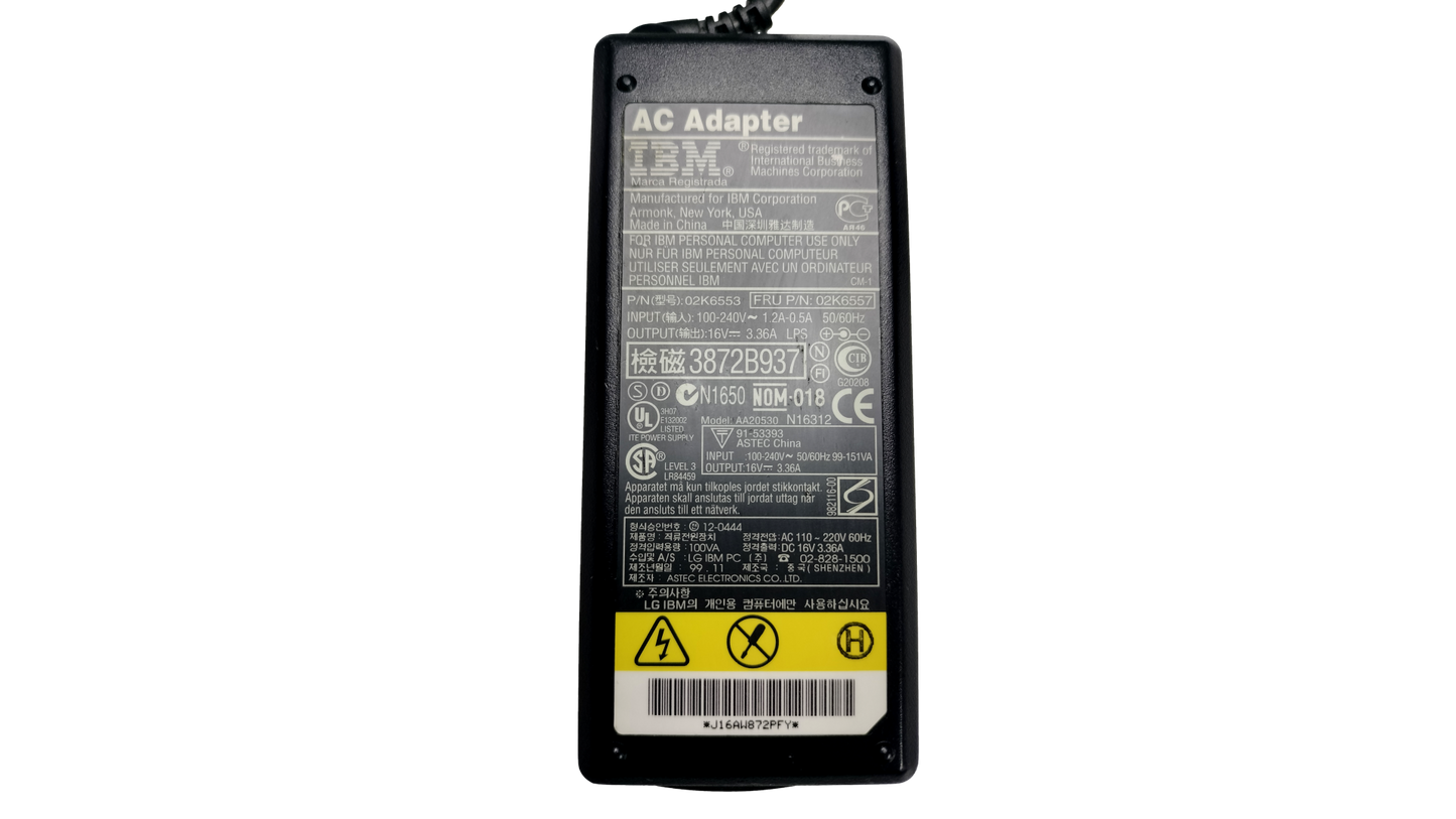 Genuine IBM Thinkpad 16v 3.36a 02K6557 Power Adapter