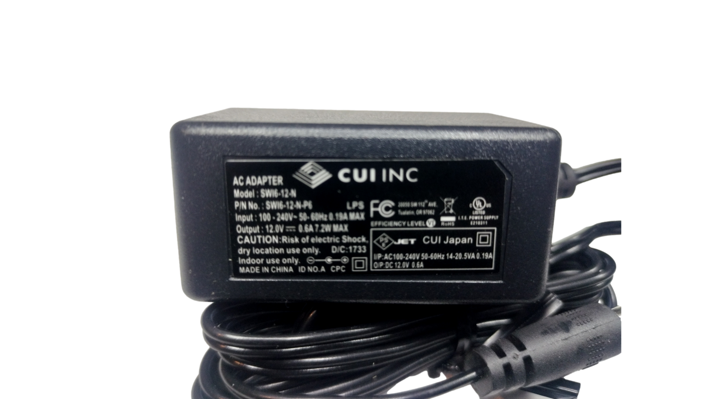 CUI Inc. SWI6-12-N-N5  100-240V 50-60HZ 12V - 0.6A AC Adapter