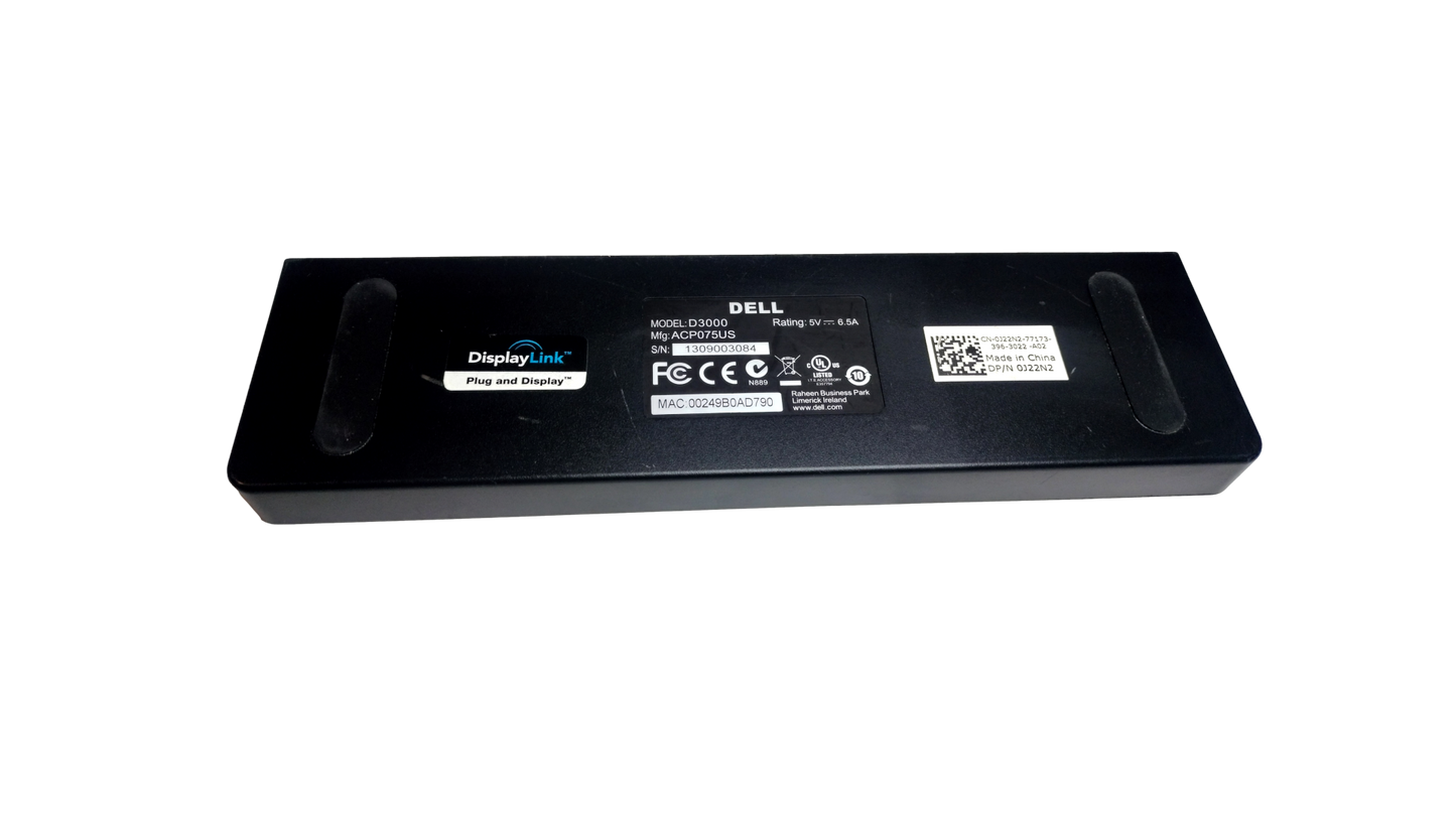 Dell D3000 DisplayLink USB 3.0 Ultra HD Docking Station With Cables J22N2