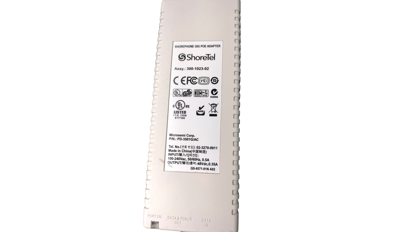 Lot of  2 ShoreTel Shorephone Gigabit POE Adapter 300-1023-02