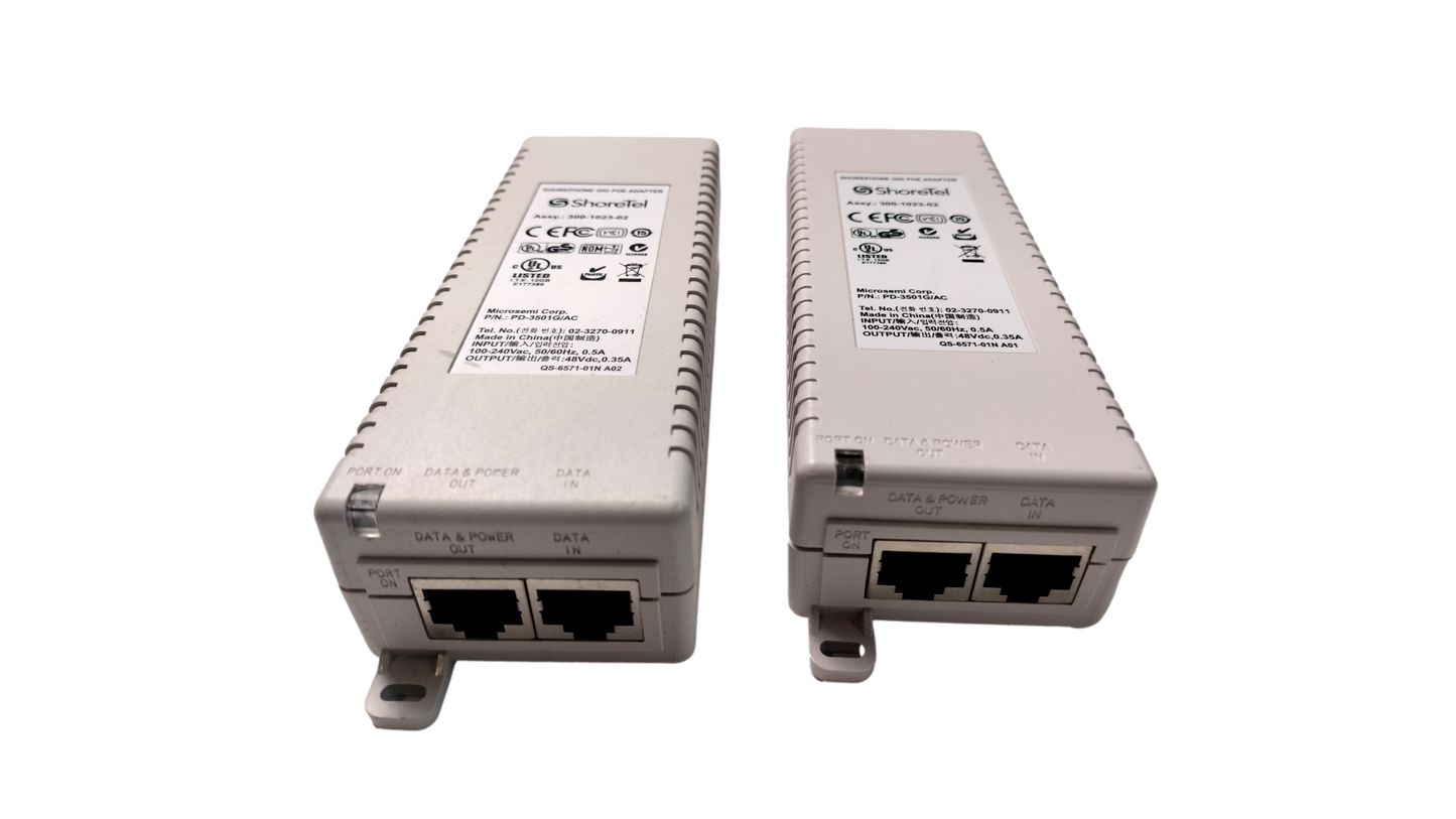 Lot of  2 ShoreTel Shorephone Gigabit POE Adapter 300-1023-02
