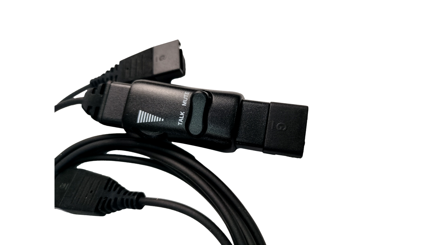 VXI Y Cord Training Supervisor QD Cable Splitter /w Mute Switch 4 Jabra Headset