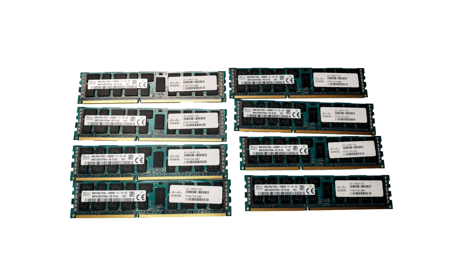 LOT OF 8 Hynix HMT31GR7CFR4A-PB 8GB (64GB) PC3L-12800R Server Memory Cisco 15-13637-01