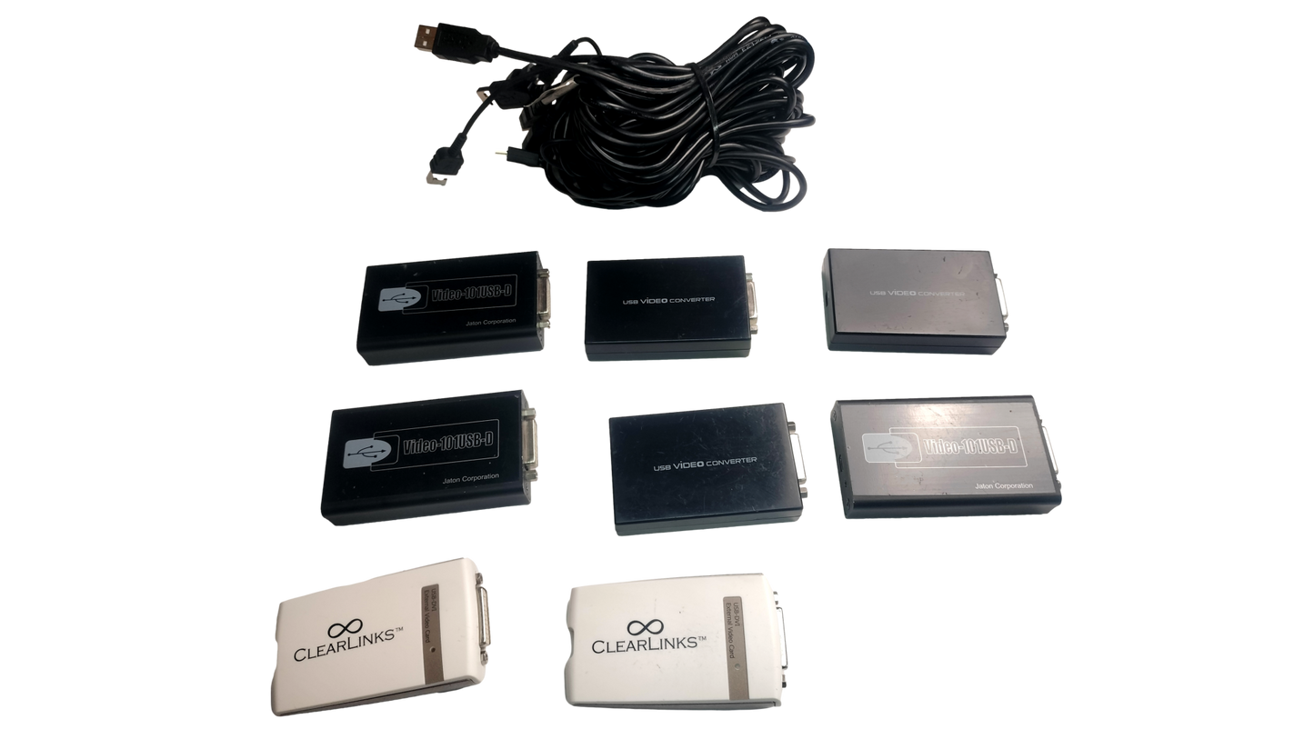 Lot of 8 Generic Mini USB to DVI Video Adapters