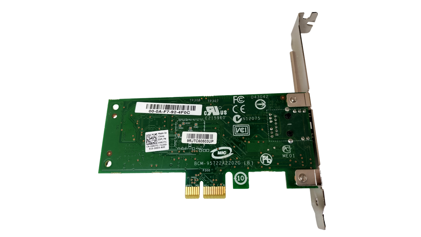 Dell BCM-95722A2202G Single Port Gigabit PCI-e Network Interface Card 9RJTC J5P32