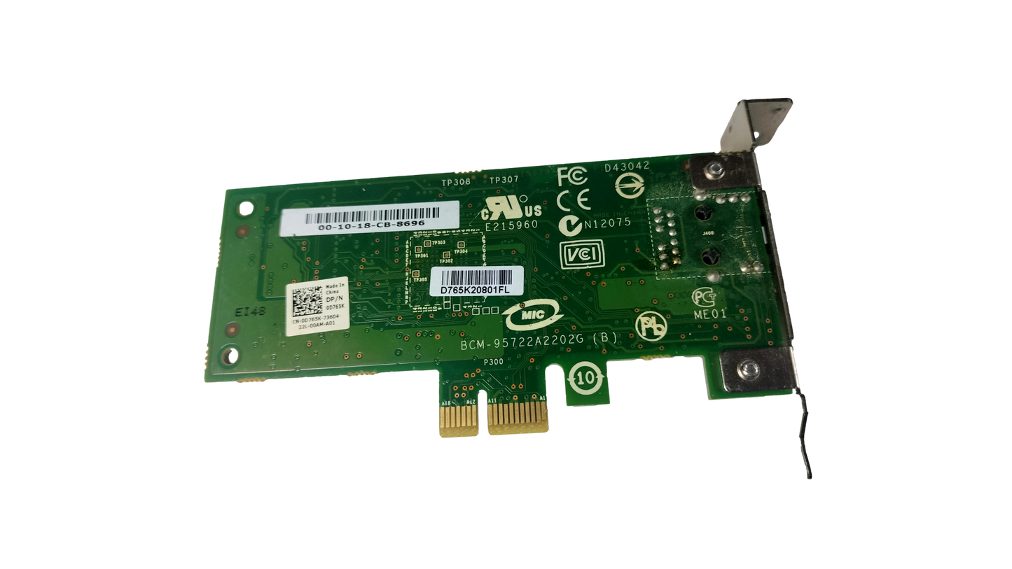 Dell BCM95722A2202G Single Port Gigabit PCI-e Network Interface Card D765K