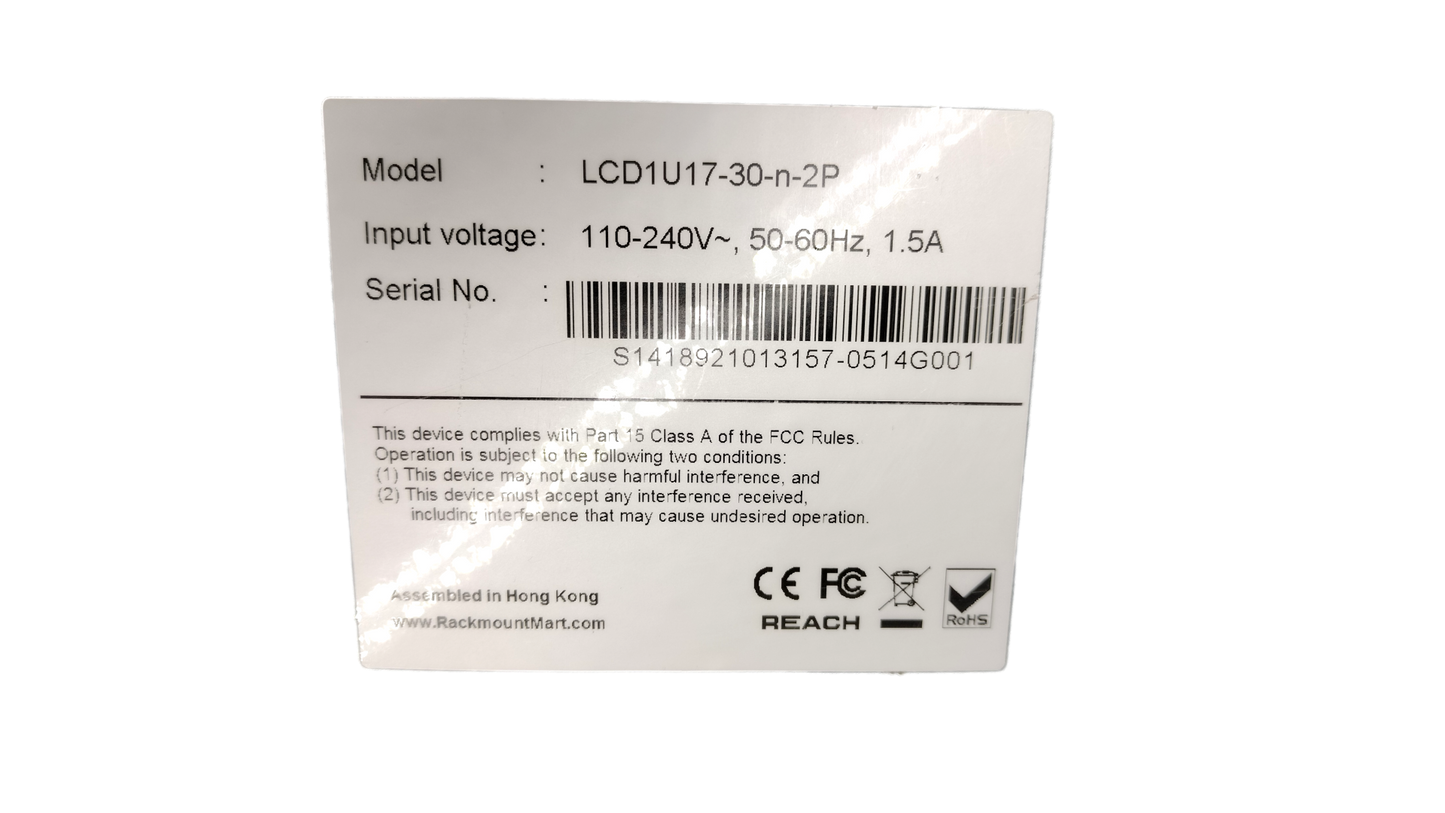 LCD1U17-30-N-2P  17" Rackmount LCD Keyboard KVM
