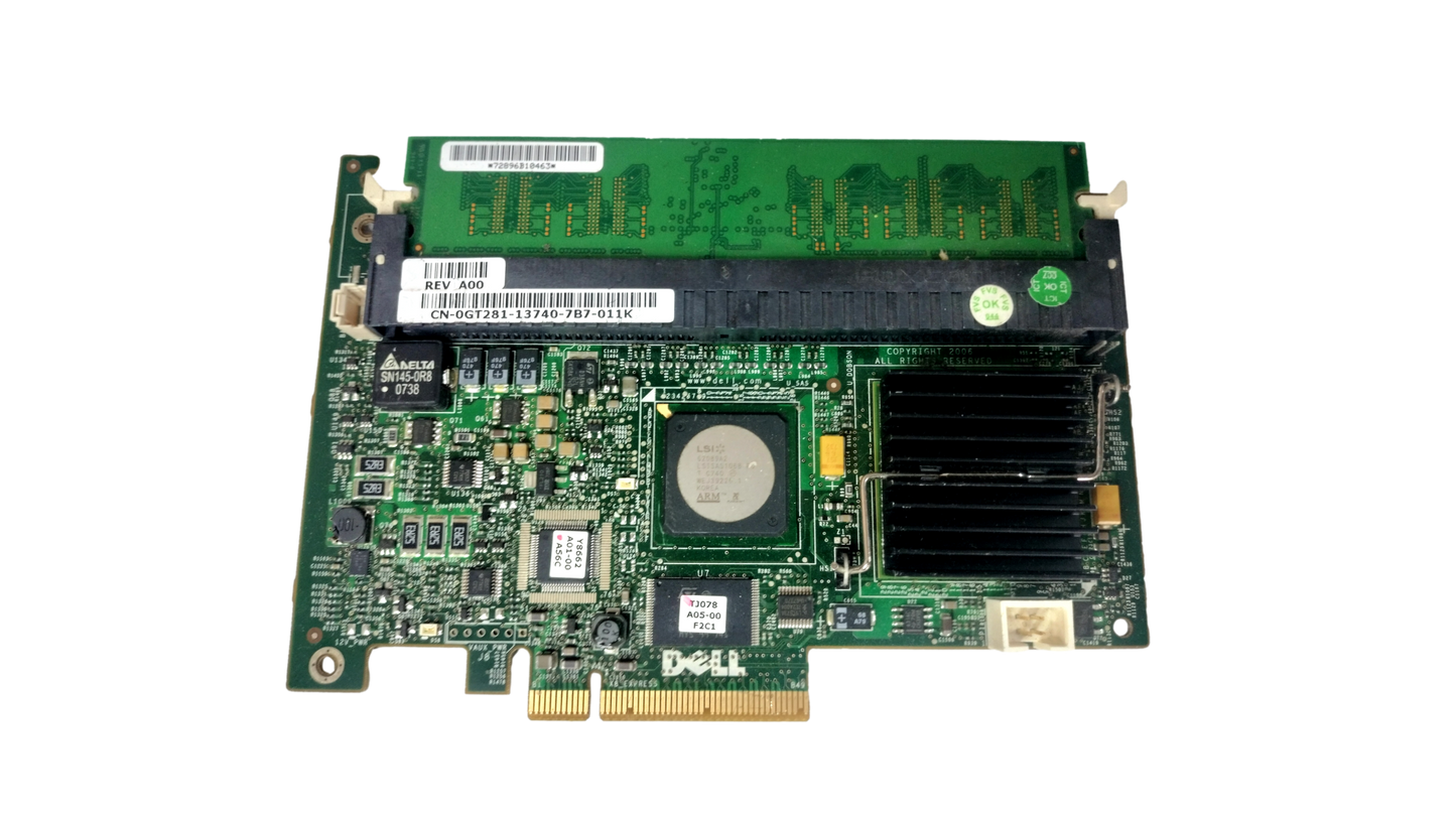 Dell PERC 5/i SAS/SATA PCI-e Dual Channel Raid Controller Module GT281