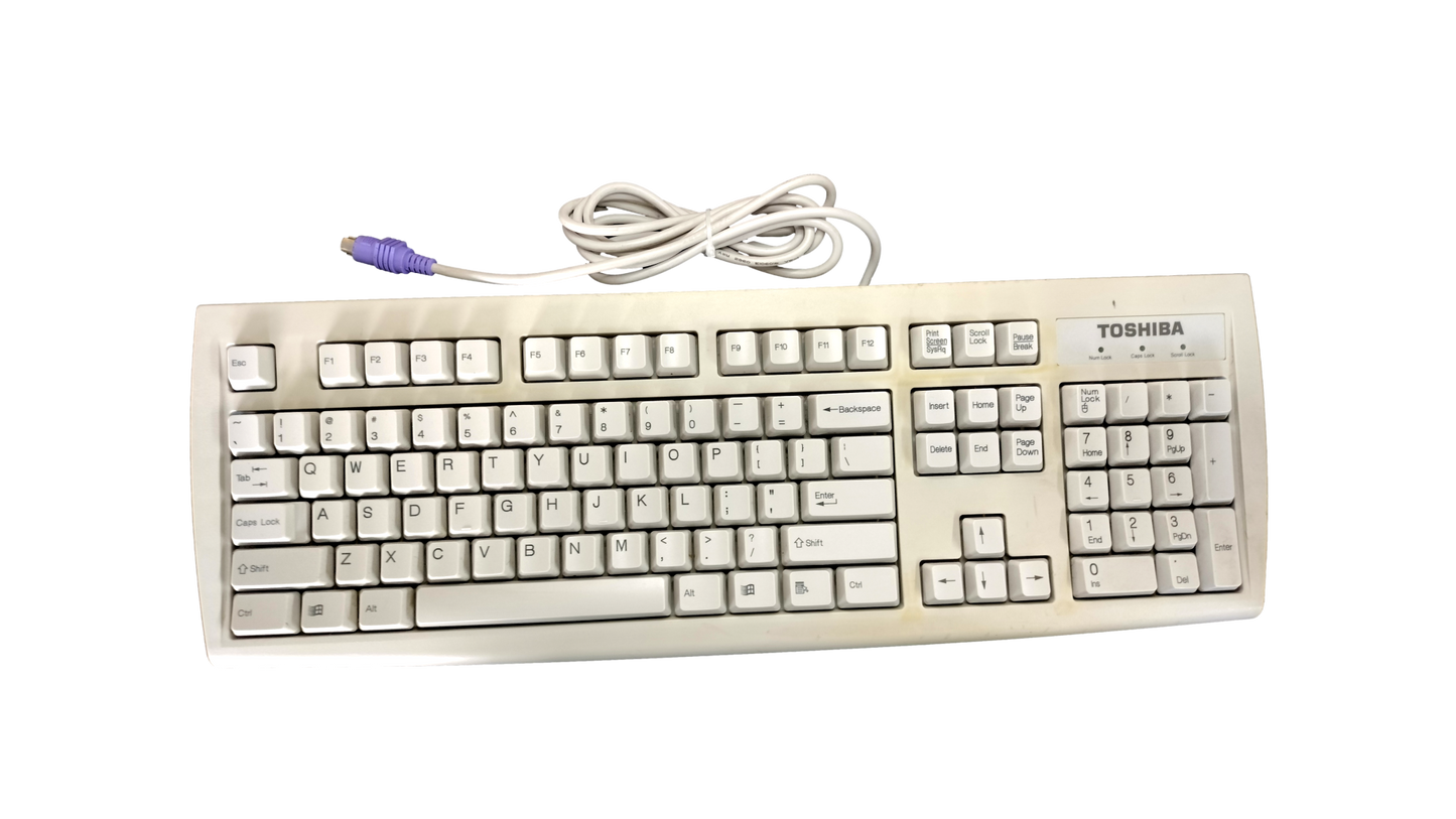Vintage Toshiba KB-2971 PS2 Wired Keyboard Computer Off White M000012970