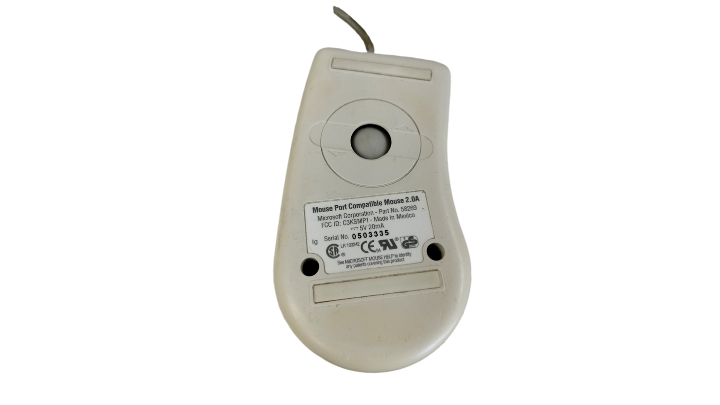 Vintage Microsoft Mouse Port Compatible Mouse 2.0A 2-Button PS/2 58269