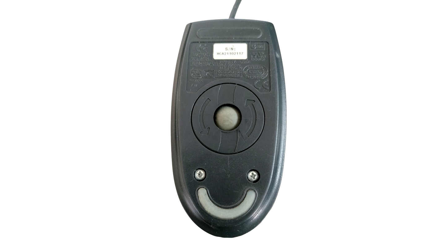Vintage Logitech M-S34 Black Wired PS/2 Trackball Ball Mouse