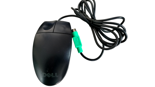 Vintage Dell Logitech M-SAW34 Black Wired PS/2 Trackball Ball Mouse