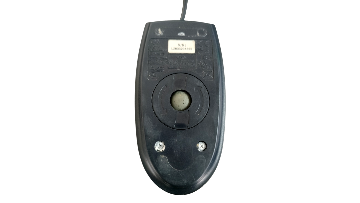 Vintage Dell Logitech M-SAW34 Black Wired PS/2 Trackball Ball Mouse