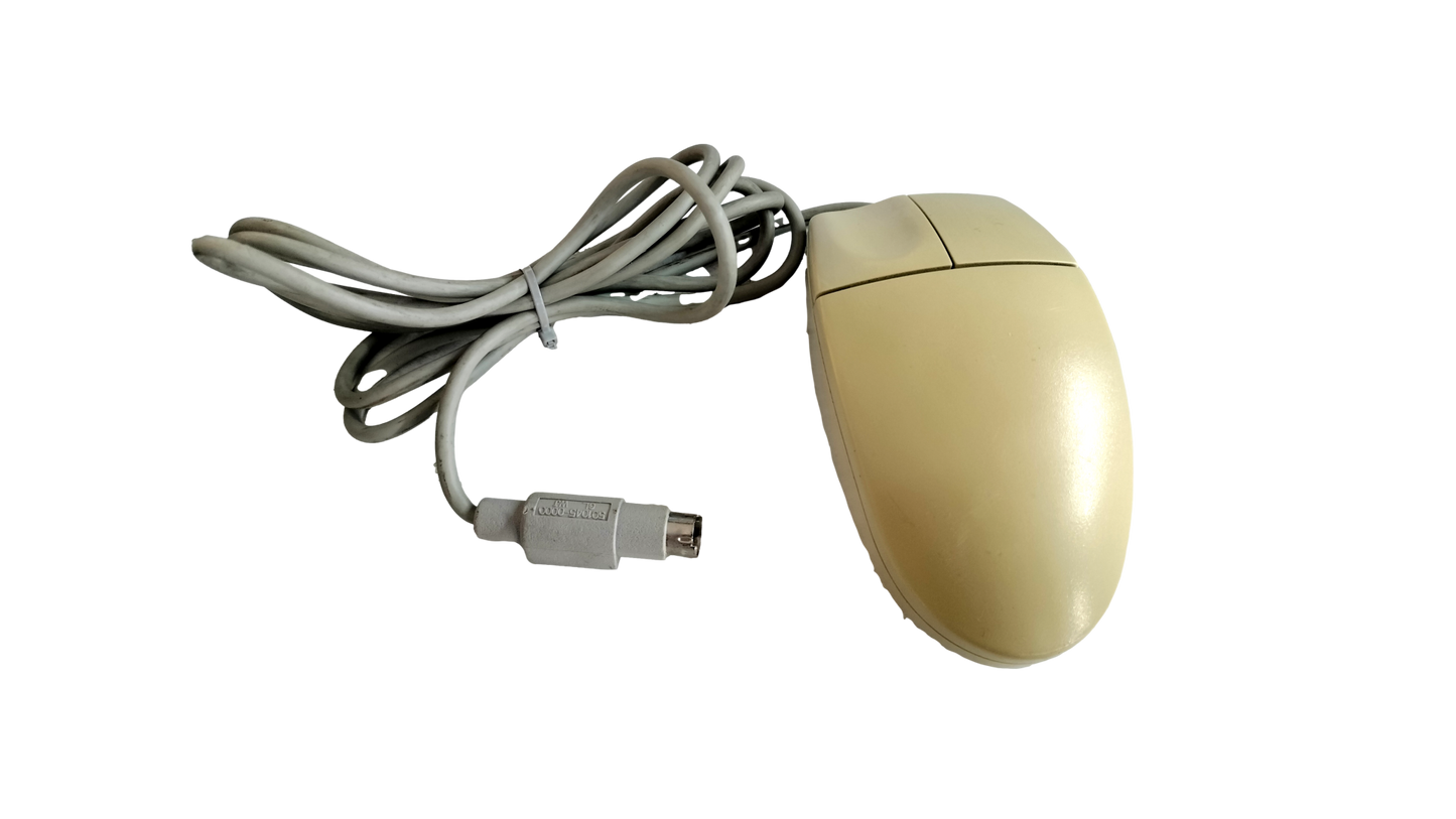 Vintage Logitech M-S34 Tan Wired PS/2 Trackball Ball Mouse