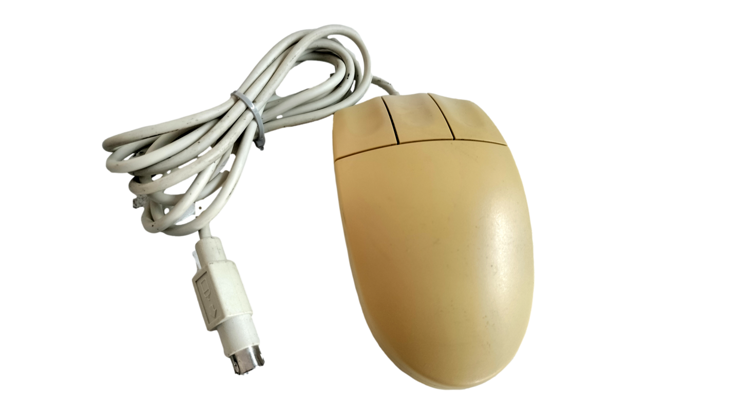 Vintage Logitech M-S35 3 Button Tan Wired PS/2 Trackball Ball Mouse