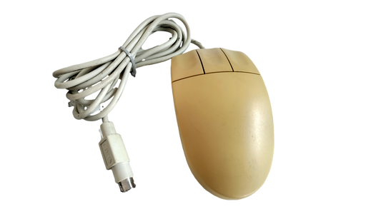 Vintage Logitech M-S35 3 Button Tan Wired PS/2 Trackball Ball Mouse