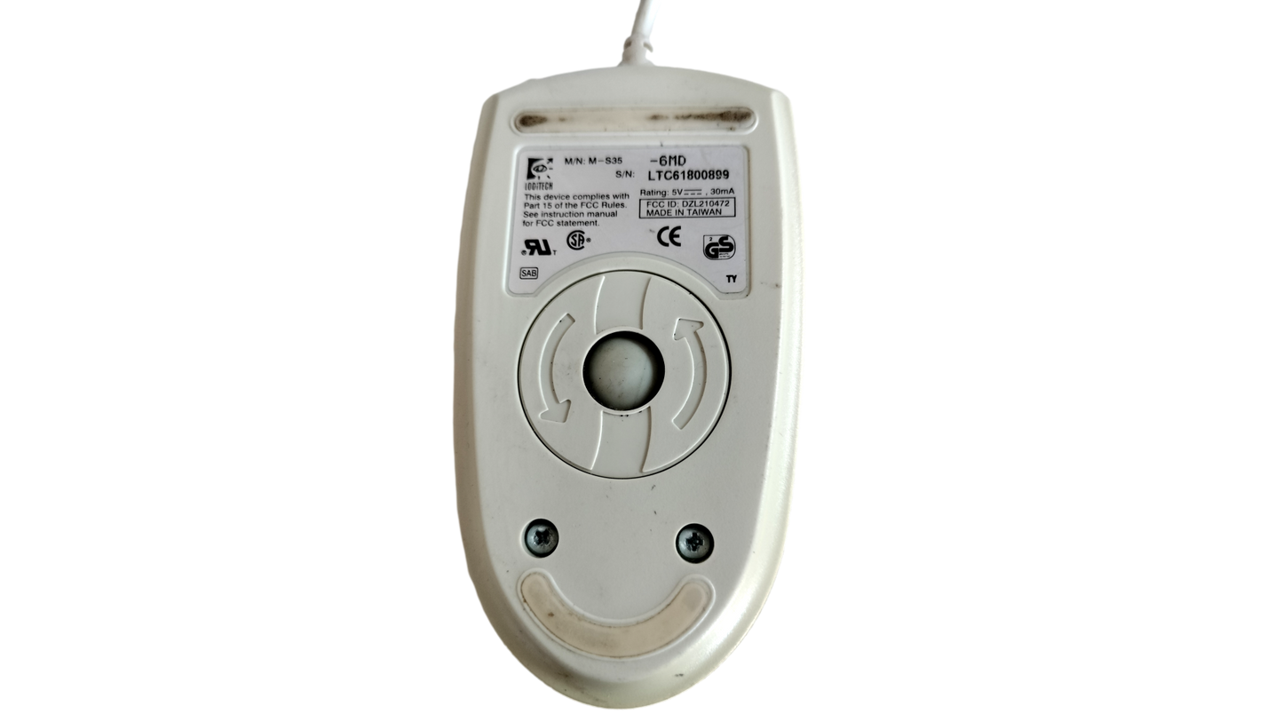 Vintage Logitech M-S35 3 Button Tan Wired PS/2 Trackball Ball Mouse