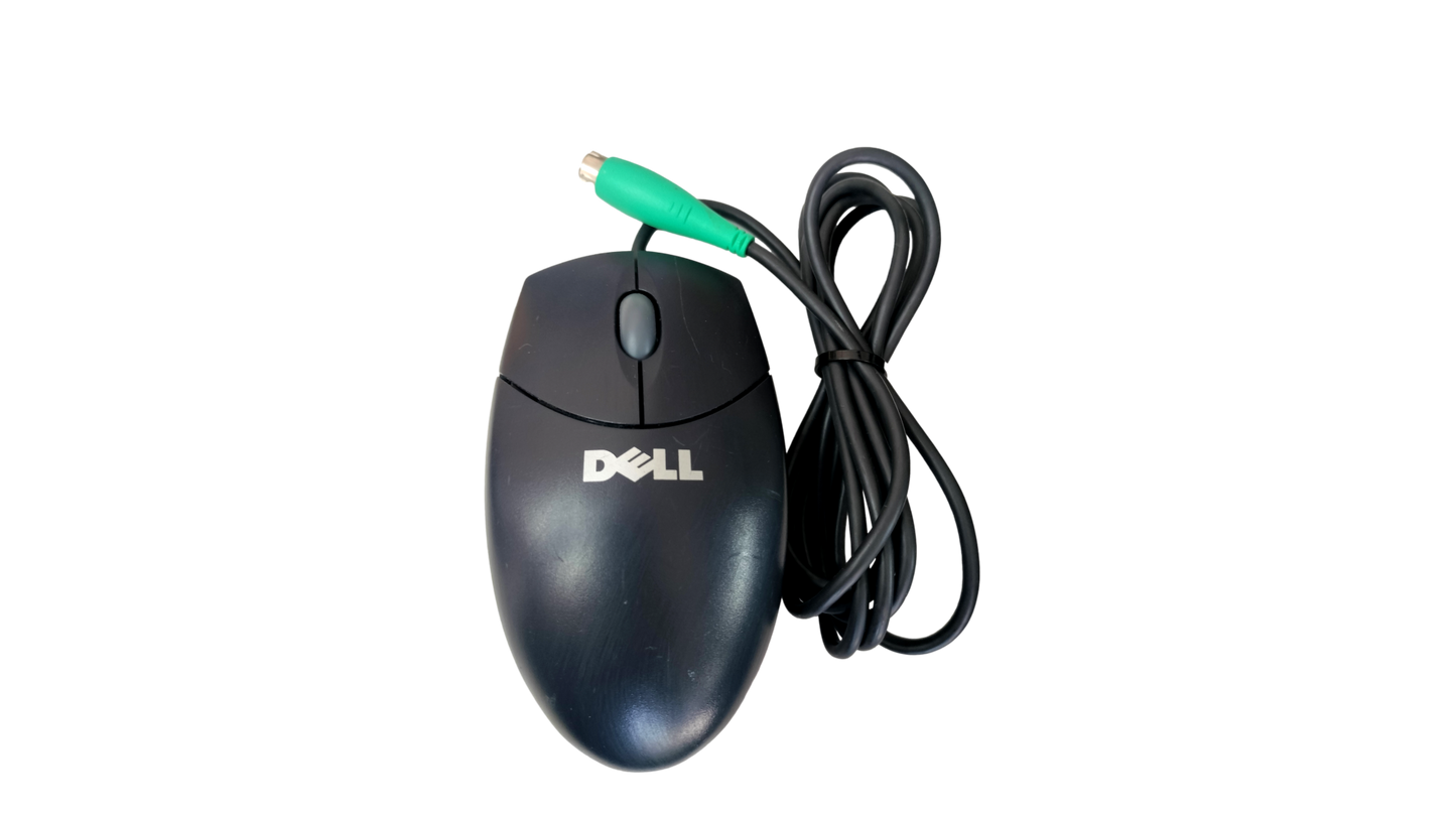 Vintage DELL LOGITECH M071KC Black PS/2 Scroll Wheel Wired Ball Mouse F2854