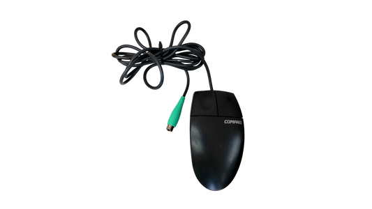Vintage Compaq Logitech M-S34 Black PS/2 Two Button Ball Mouse 103179-068