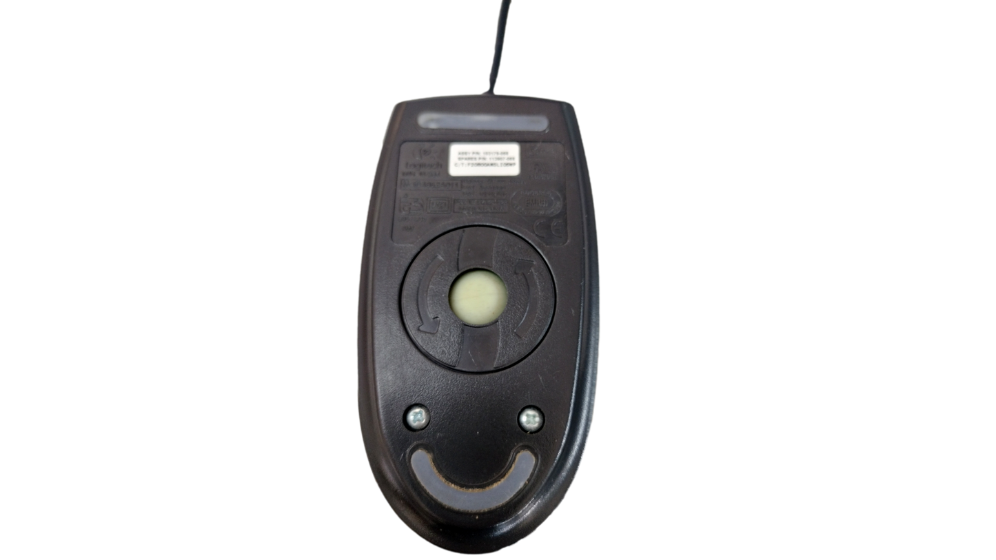 Vintage Compaq Logitech M-S34 Black PS/2 Two Button Ball Mouse 103179-068
