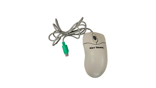 Vintage Key Tronic P801 Beige Scroll Wheel PS2 3 Button Ball Mouse