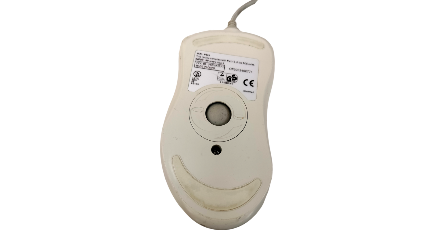 Vintage Key Tronic P801 Beige Scroll Wheel PS2 3 Button Ball Mouse