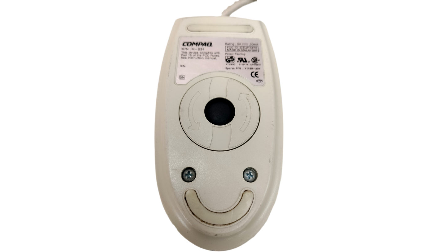 Vintage Compaq  M-S34 PS/2 Two Button Ball Mouse 141189-201